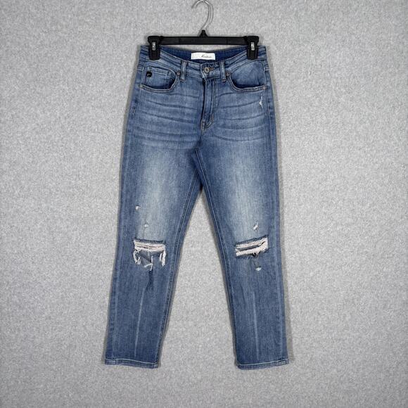 KanCan Jeans 3/25 Tina Mid Rise Slim Straight Holes Ripped Distressed KC78001M - Picture 1 of 11